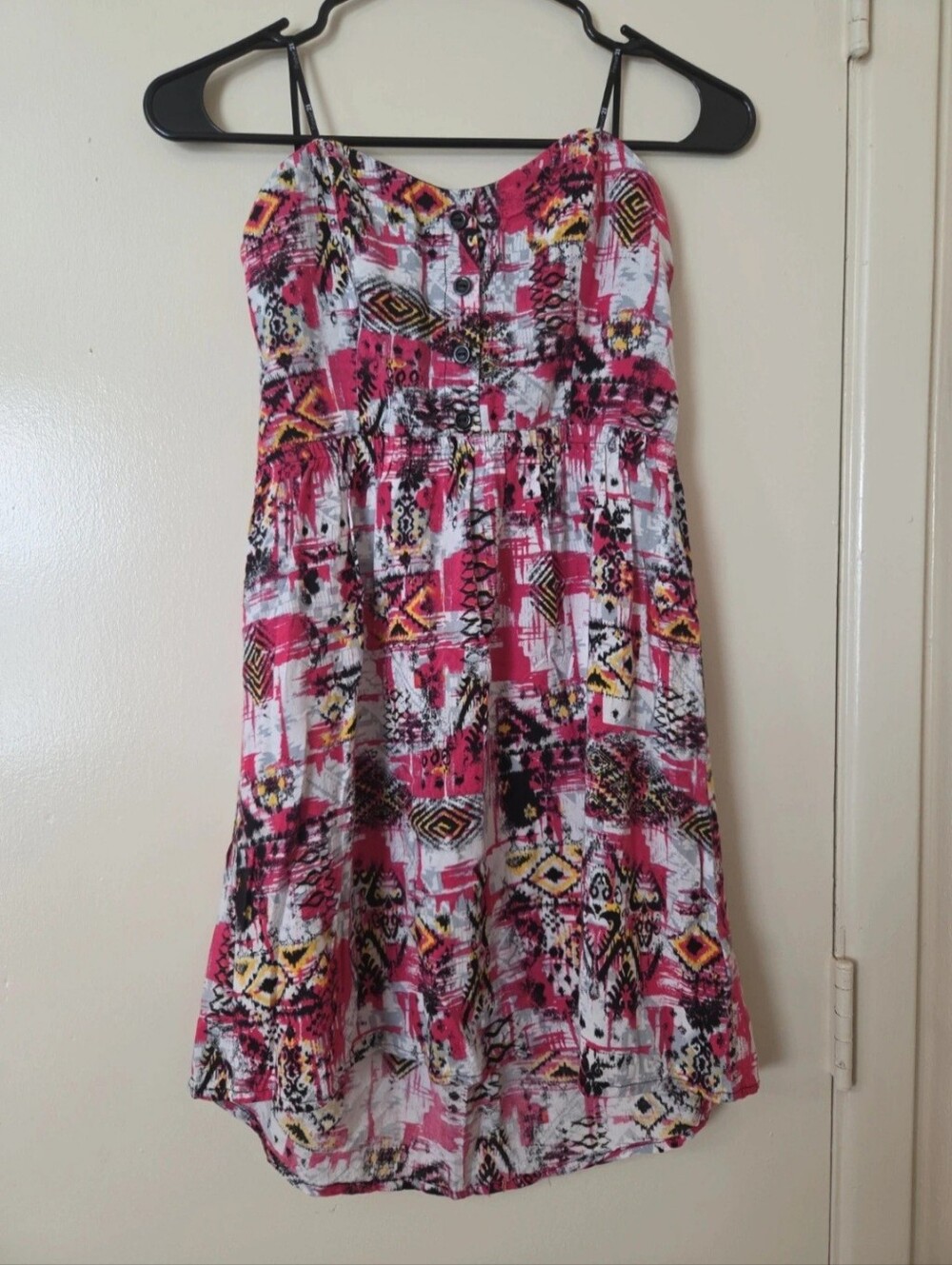 Forever 21 Strapless Pink Multi-Color Tribal Print Dress